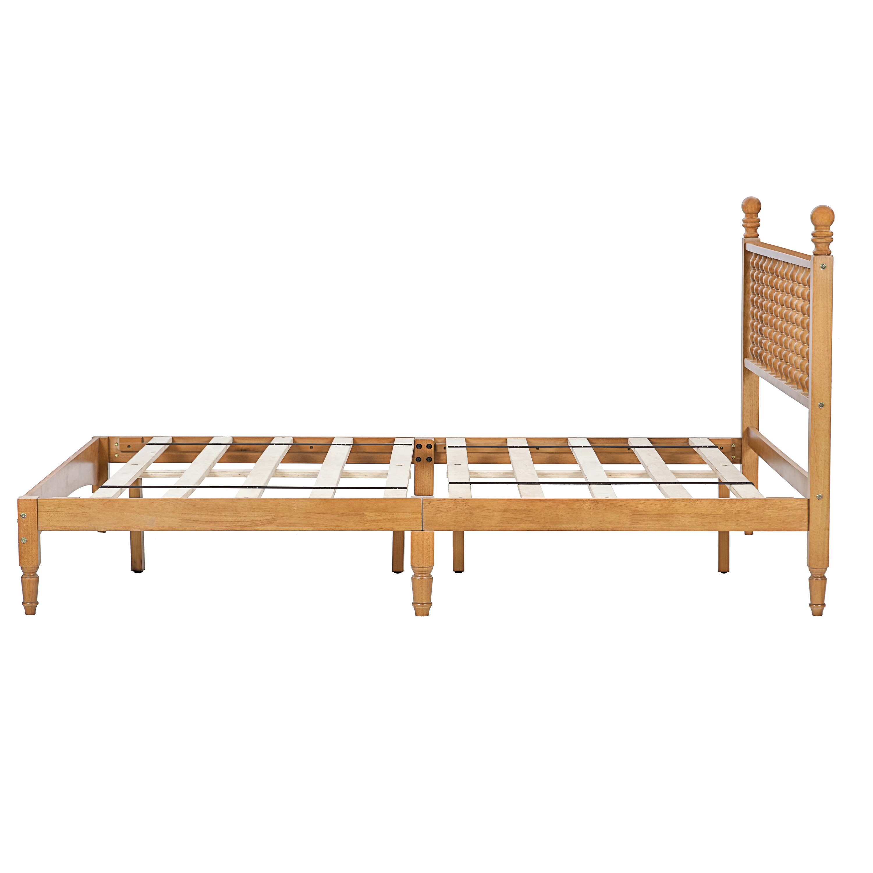 Queen Wood Bed Frame with Headboard, Solid Rubber Wood with Wood Central Supports, 1000 Lb Capacity, Easy Assembly, No Box Spring Needed, Rustic Oak